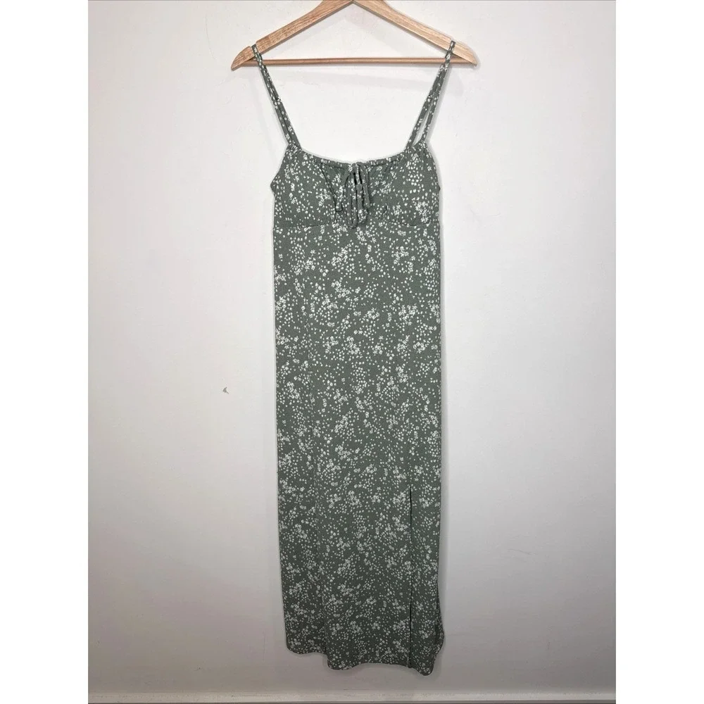 Milkmaid Cottagecore Floral Long Maxi Dress S Dainty Front Slit Keyhole Strappy - Picture 2 of 7